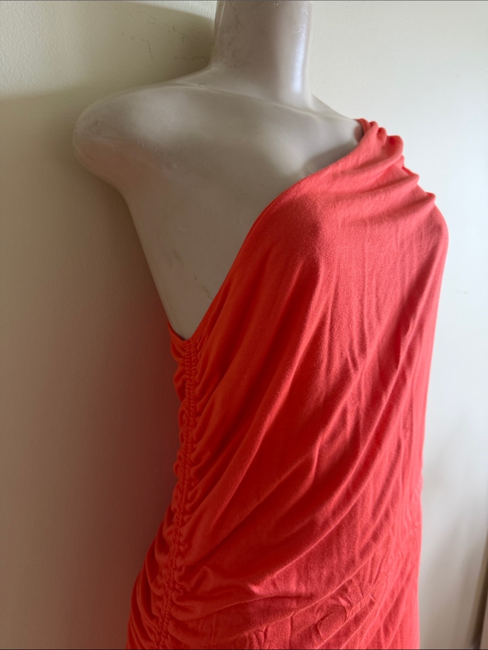 a new day One-Shoulder Ruched Coral-Red Dress - Picture 5 of 9